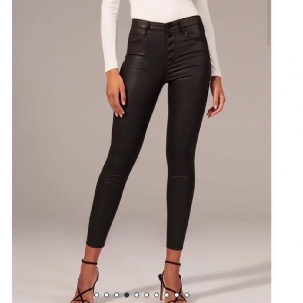 Abercrombie high rise super skinny ankle leather jeans